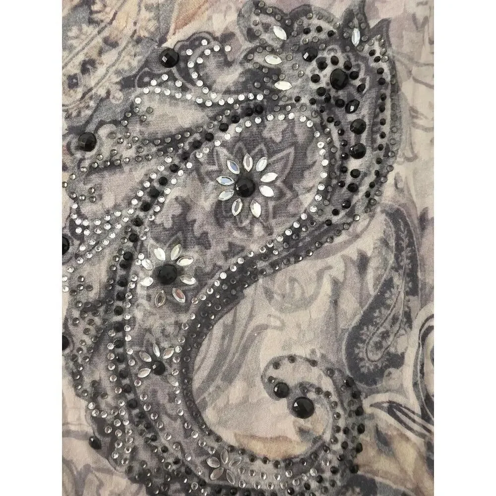 Daytrip Paisley Rhinestone Tee Y2K Bling Top Western Glam Size L